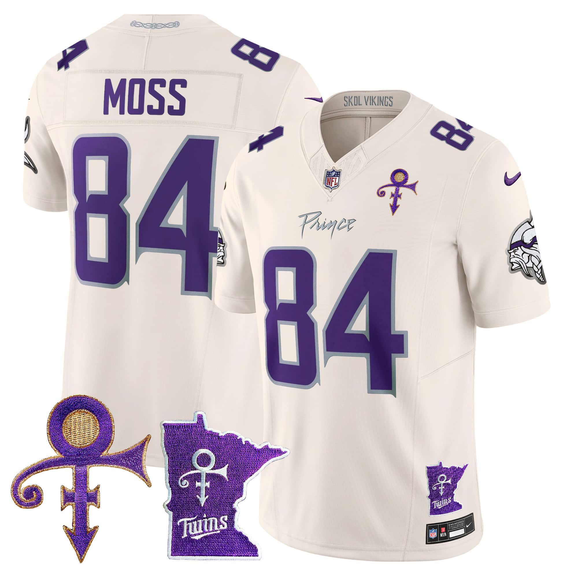 Men Minnesota Vikings #84 Moss Cream 2024 Nike Prince Vapor Limited NFL Jersey